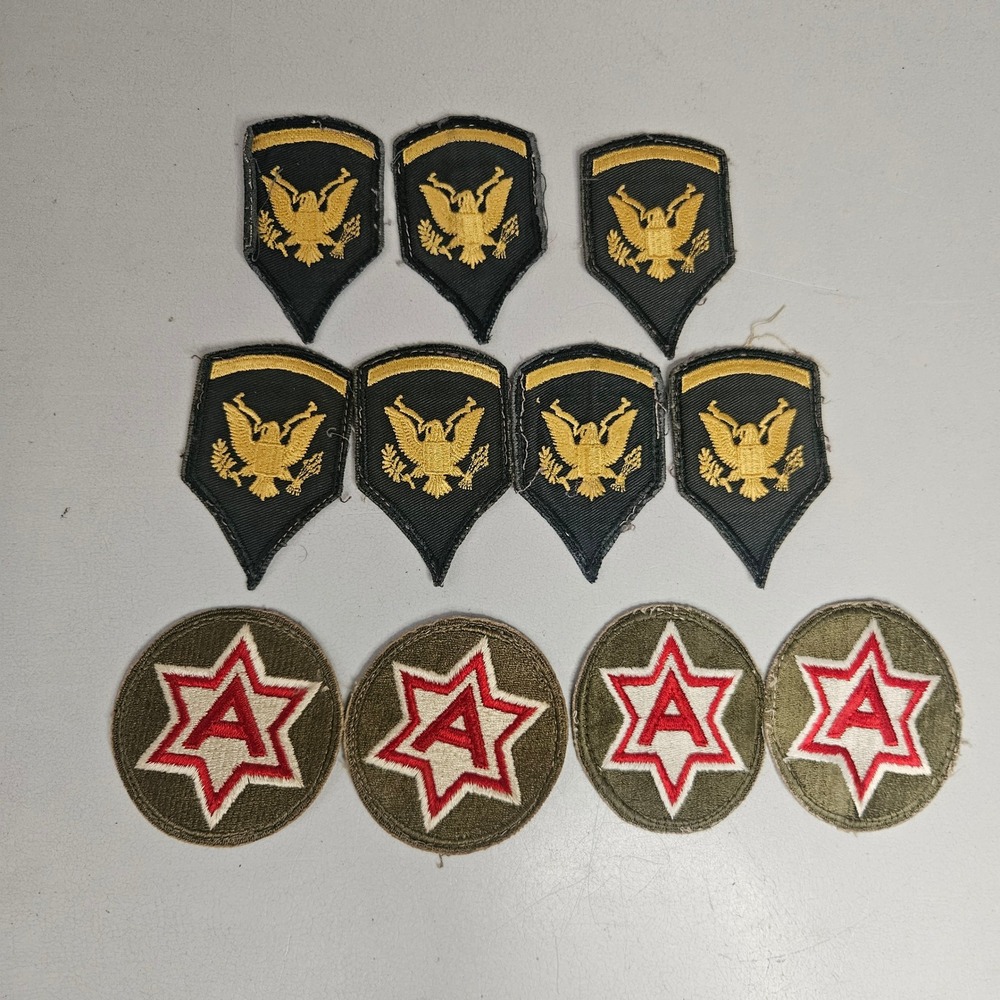 Lot of 11 US Army Patches Specialist SP4 Rank & Sixth Army Insignia Vintage